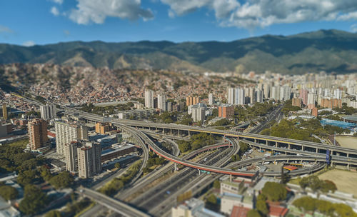 Caracas, venezuela aerial panoramic view of the la arana distributor, 