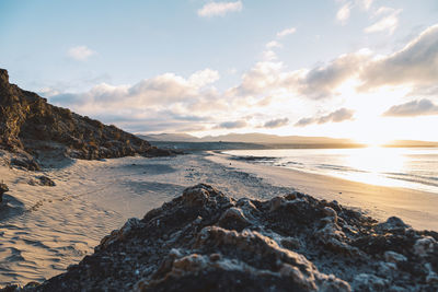 Sunrise over the beach of costa calma fuerteventura