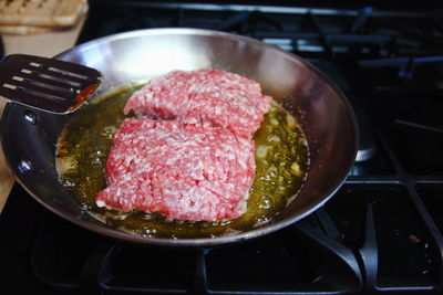 Close-up of preparing beef