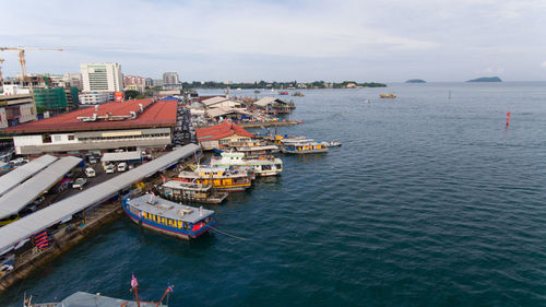 High angle view of sea against sky