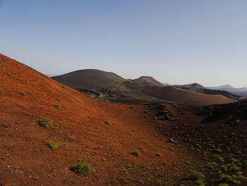 Scenic view of sand dunes against sky