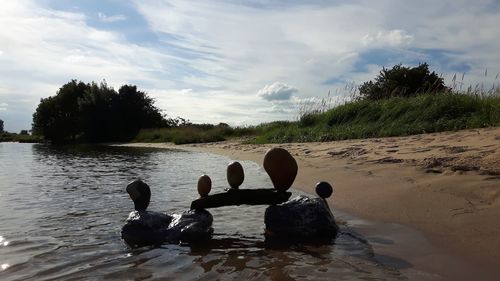 Scenic view of lake against sky