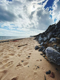 Scenic view of beach against sky