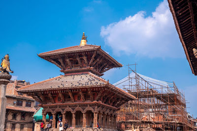 Low angle view of temple building against sky