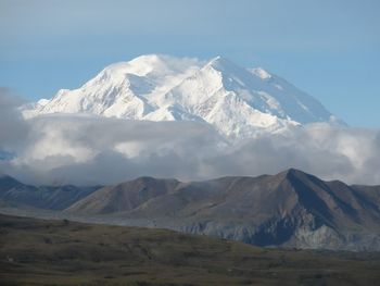 Scenic view of mountains against sky