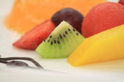 Close-up of fruit slices in plate