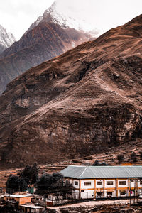 Scenic view of snowcapped mountain against sky