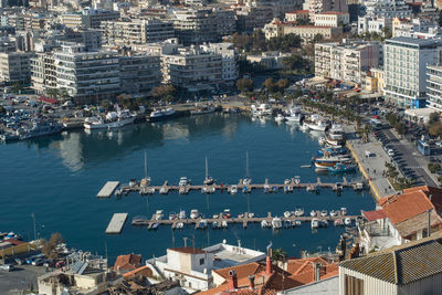 High angle view of harbor