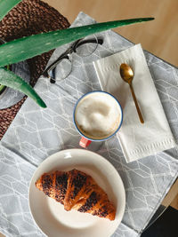 High angle view of coffee on table