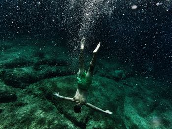 Water splashing swimming underwater