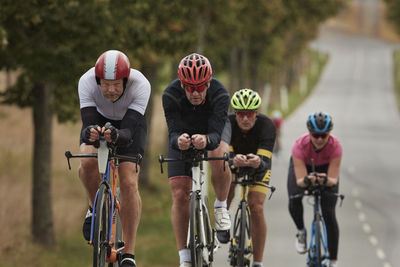 Cyclists on country road