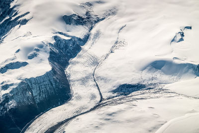 Aerial view of snow covered landscape