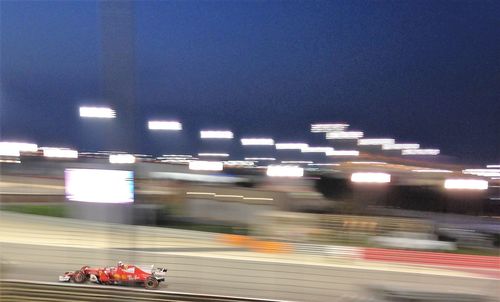 Blurred motion of illuminated city at night