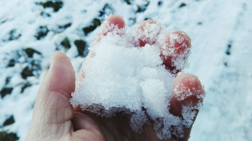 Close-up of hand holding ice cream