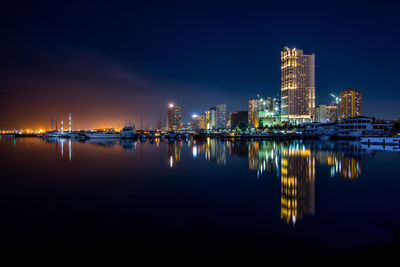 Illuminated city at night