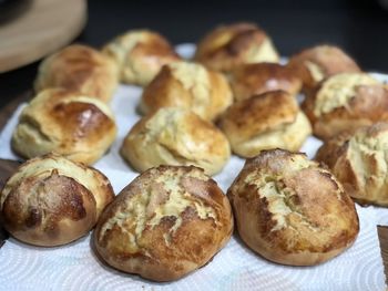 High angle view of bread on table