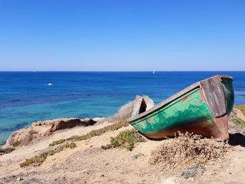Scenic view of sea against clear sky