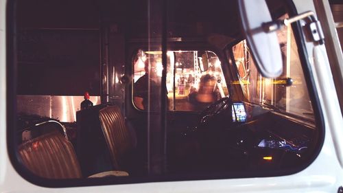 Young man traveling in train