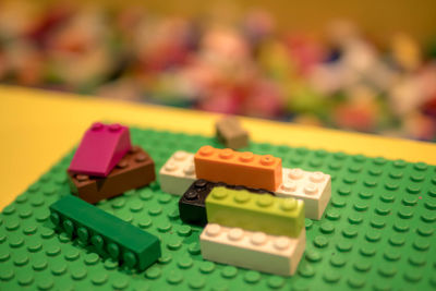Close-up of toys on table