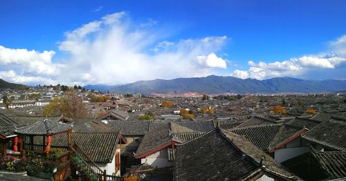 High angle view of townscape against sky