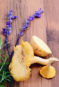 Close-up of vegetables on wooden table