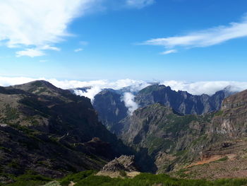 Scenic view of rocky mountains against sky