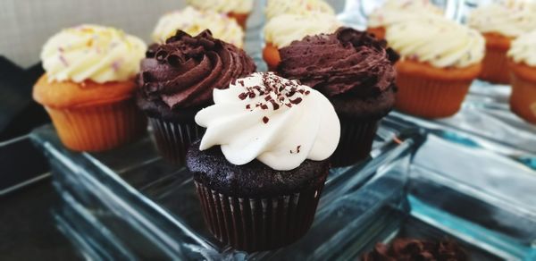 Close-up of cupcakes on table