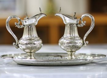 Close-up of wineglass on table