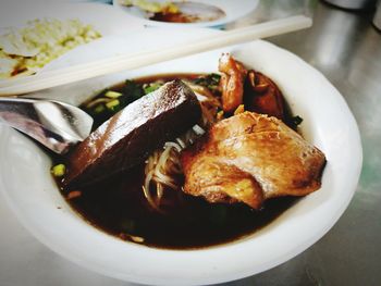 Close-up of meal served in plate