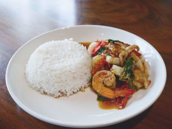 Close-up of meal served in plate