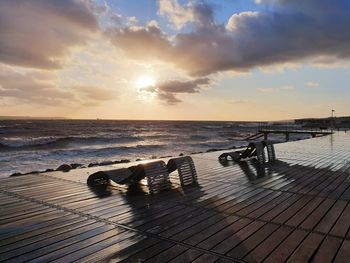 Scenic view of sea against sky during sunset