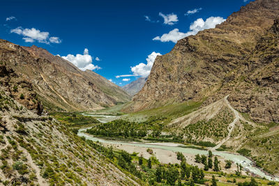 Chandra river in lahaul valley in himalayas