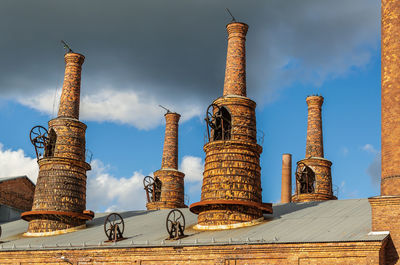 Low angle view of old building against sky