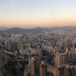 High angle view of buildings against sky in city