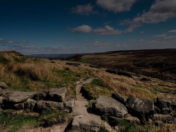 View of landscape against cloudy sky