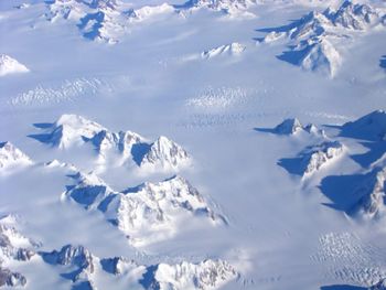 Scenic view of snow covered mountains