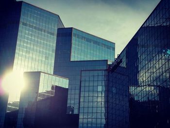 Low angle view of modern building against sky