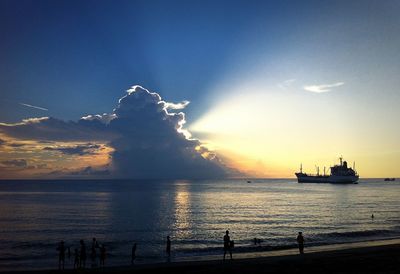 Scenic view of sea at sunset