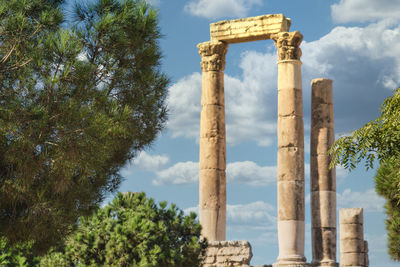 Low angle view of the majestic pillars at the temple of hercules