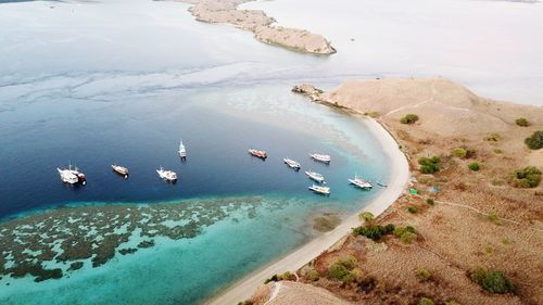 High angle view of beach against sky