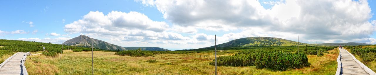 Scenic view of landscape against cloudy sky