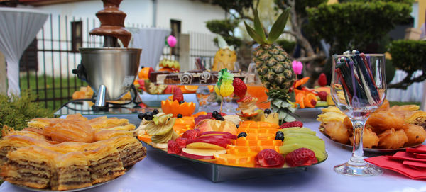 Various fruits on table
