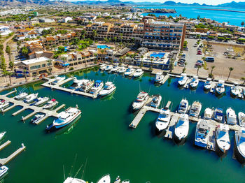 High angle view of marina