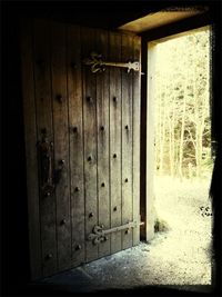 Closed door of old building