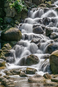 View of waterfall in forest