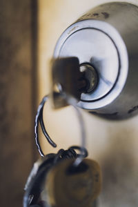 Close-up of metallic door handle