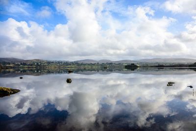 Scenic view of lake against sky