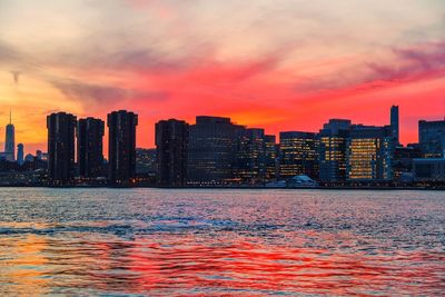 View of city at sunset