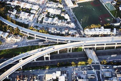 Aerial view of highways in city