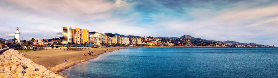 Malagueta beach in malaga. andalucia, spain